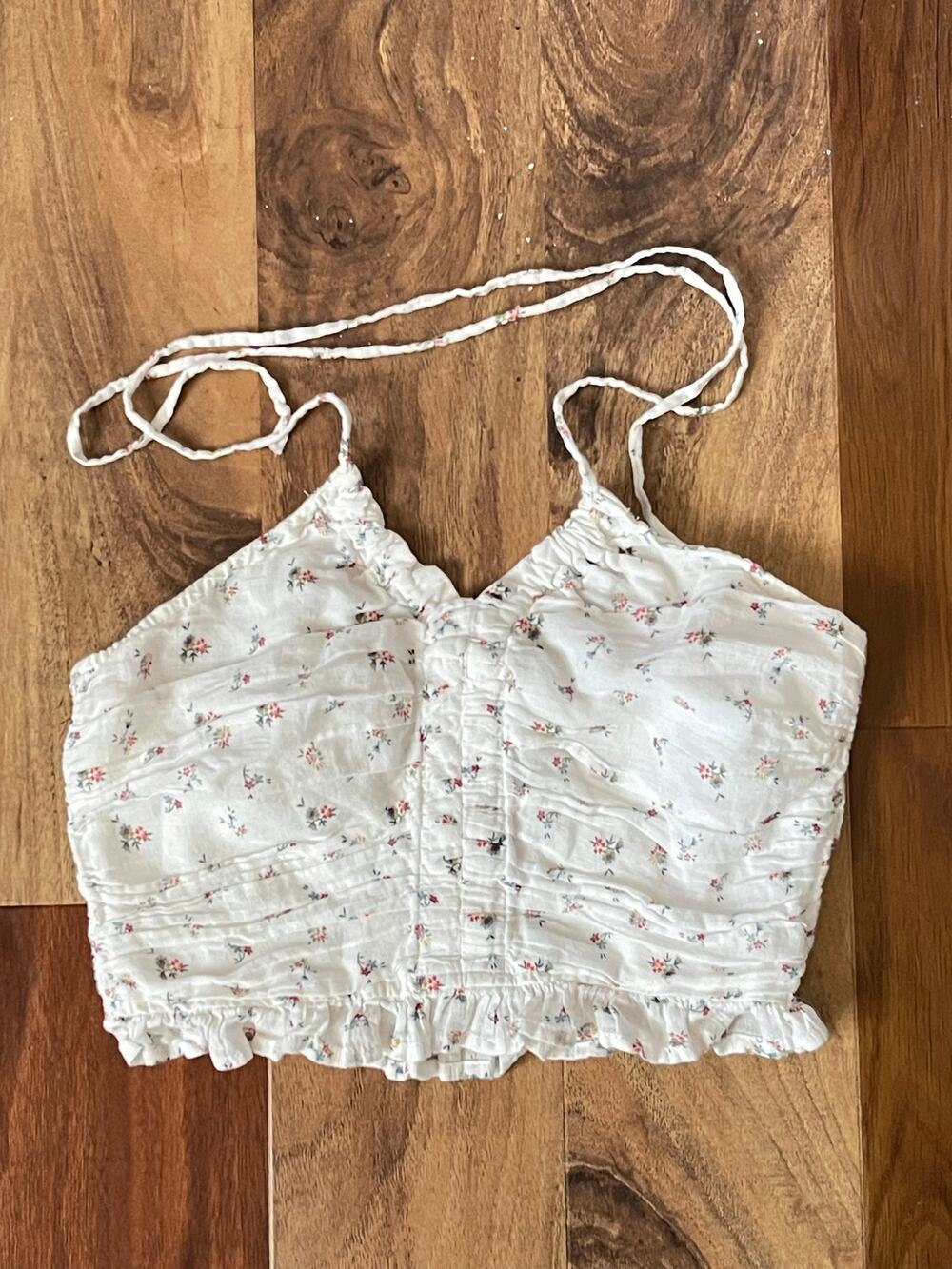 American Eagle Halter Floral Cottagecore Crop Top Shirt XSmall